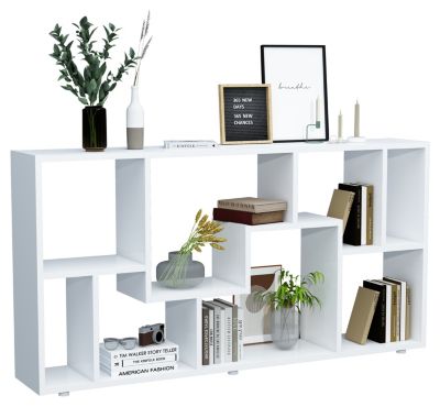 VCM Holz Standregal Bücherregal Medienregal Aufbewahrung Raumteiler Deko Regal Lanisa L weiß | 04051814427336