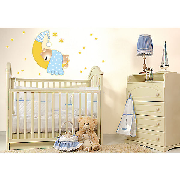 Wandsticker Bärchen, Mond und Sterne, blau, gelb | yomonda Wandsticker Bärchen, Mond und Sterne, blau, gelb | yomonda