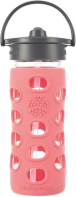 Lifefactory Trinkflasche Glas coral Straw Cap, 350 ml