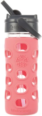 Lifefactory Trinkflasche Glas coral Straw Cap, 350 ml