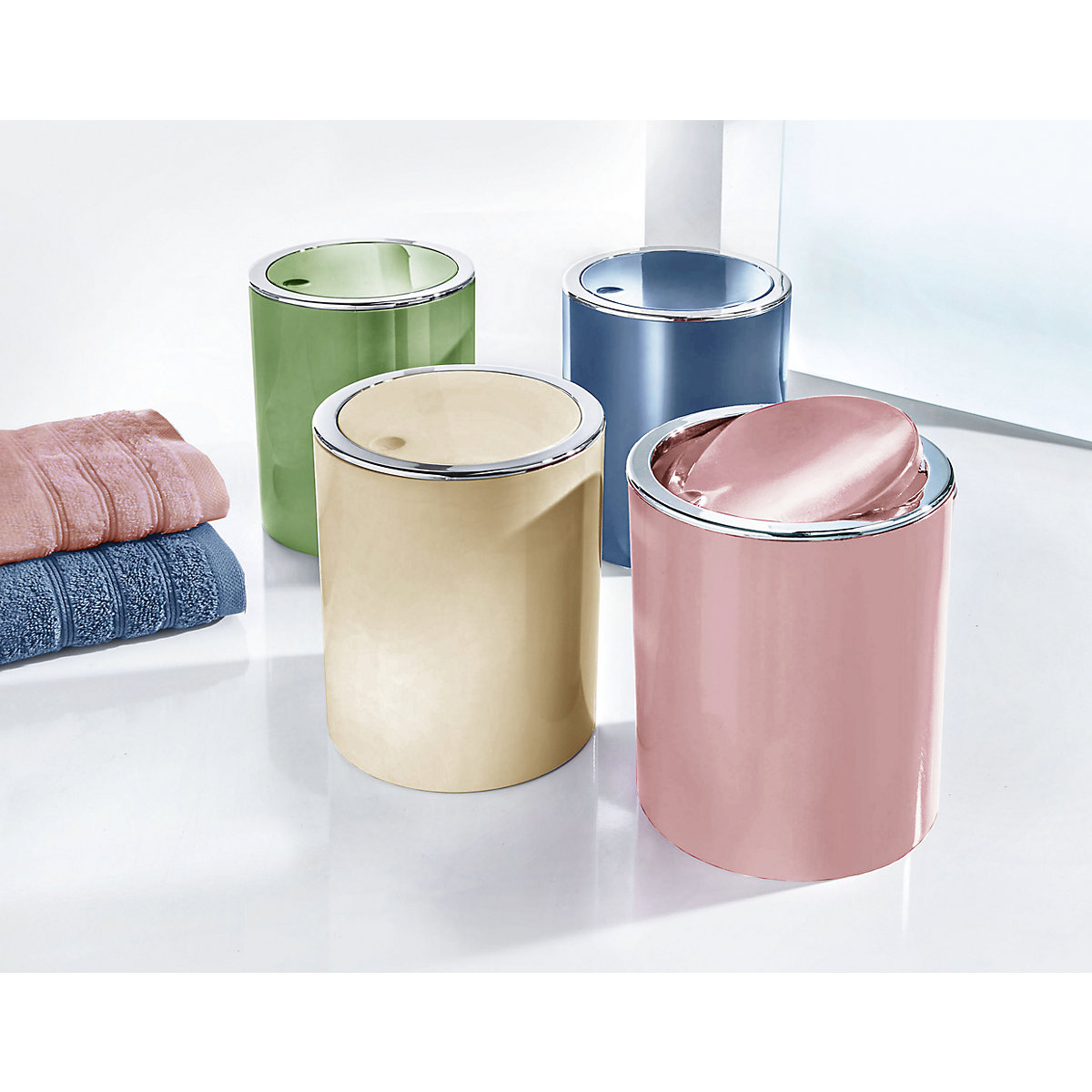Schwingdeckel Mülleimer "Clap" 5 Liter, rosa, Kleine Wolke | yomonda