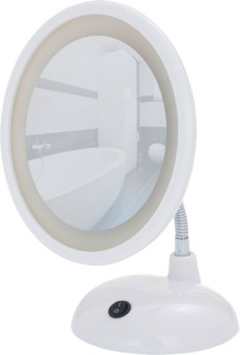 WENKO „LED Stand Kosmetikspiegel „“Style““ 3-fach Vergrößerung“ weiß | 04008838365854