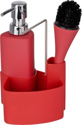 WENKO „Spülset „“Empire““ mit Spülbürste und Spender“ rot | 04008838968390