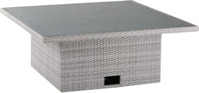 Hohenverstellbarer Polyrattan Tisch Charme 120x120 Cm Grau