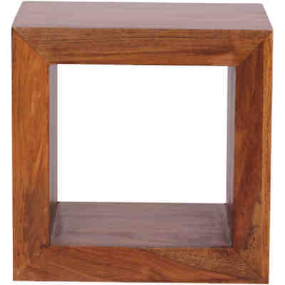 Standregal MUMBAI Massivholz Sheesham 44cm hoch Cube Regal Design Holzregal Naturprodukt Beistelltisch Landhausstil