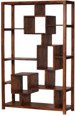 Bücherregal MUMBAI Massivholz 115 x 180 cm Wohnzimmerregal Ablagefächer