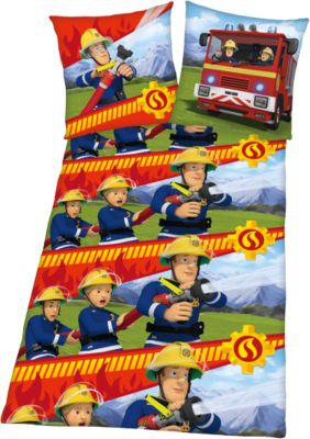 Kinderbettwäsche Feuerwehrmann Sam, Flanell, 135 x 200 cm, rot, Feuerwehrmann Sam | yomonda