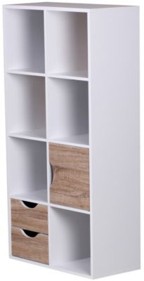 Bücherregal 60x120x29 cm Weiß Sonoma Eiche mit Schubladen