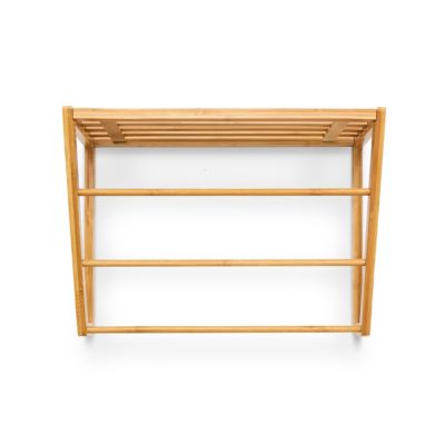 Bambus Bad-Wandregal mit Handtuchhalter, beige, | yomonda