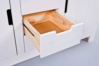 Massivholz Buffet-Schrank "Wood" B 139 cm, H200 cm, weiß | yomonda