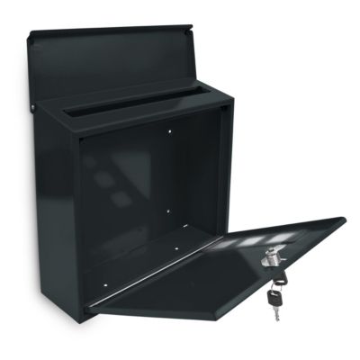 Briefkasten Metall 3 Fenster Farbauswahl, schwarz, relaxdays | yomonda