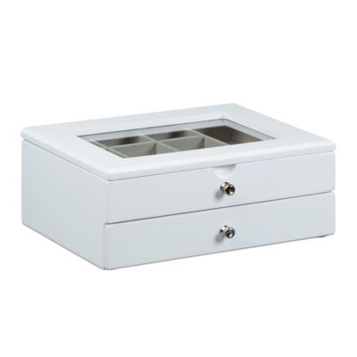 Schmuckkästchen mit 10 Fächer & 1 Schublade, weiß | yomonda