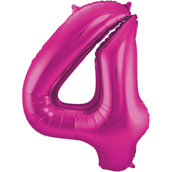 Folienballon pink Zahl 4, 86 cm