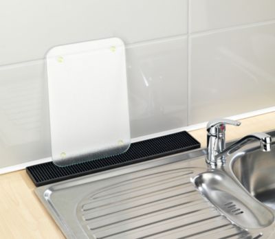 Spülbecken-Abtropfmatte & Seifenspender, 2-teiliges Set, schwarz, WENKO