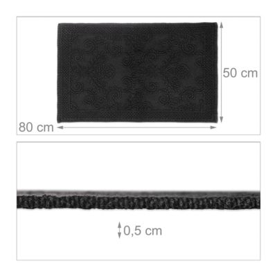 Badematte mit Jacquardmuster, 50x80 cm, schwarz, relaxdays | yomonda