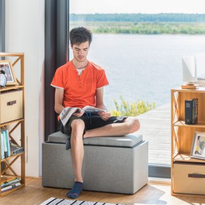 Sitztruhe mit Stauraum, 40x78 cm, grau, relaxdays | yomonda