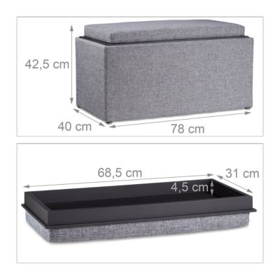 Sitztruhe mit Stauraum, 40x78 cm, grau, | yomonda