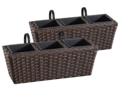 Balkonkasten 2er Set Blumenkästen mit Bewässerungssystem, braun