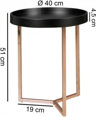 Beistelltisch mit abnehmbarem Holz Tablett Couchtisch Dekotisch Sofatisch Tisch Metall Ø40xH45cm