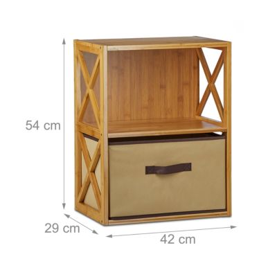 2x Regal Bambus mit Korb zum Falten 2 Ablagen Standregal Küchenregal