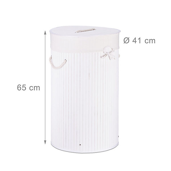 2er Set Bambus Wäschekorb rund Wäschetrennsystem Wäschetruhe