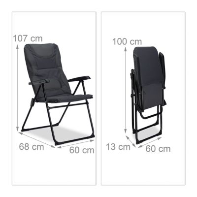 Campingstuhl gepolstert, grau, relaxdays | yomonda