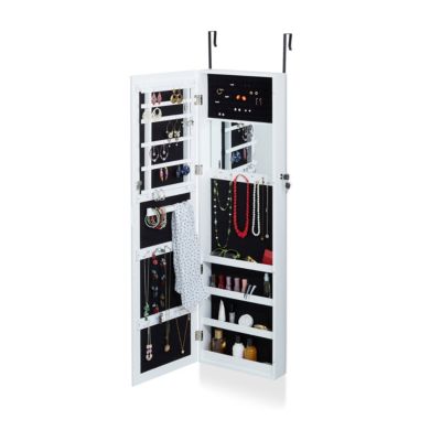 Schmuckschrank mit Spiegel hängend, weiß, relaxdays | yomonda