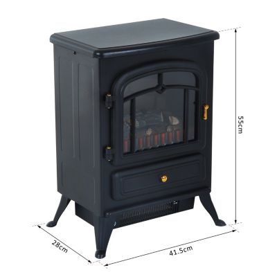 Elektrokamin mit Flammeneffekt und Heizfunktion, schwarz, HOMCOM | yomonda