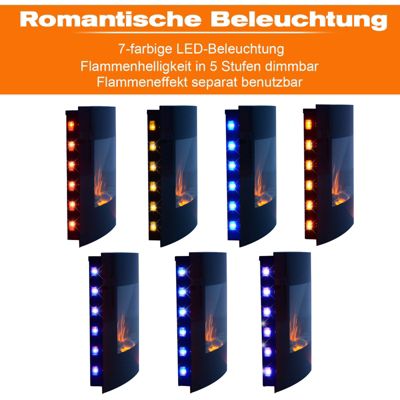LED Elektrokamin mit Heizfunktion und Fernbedienungen, schwarz, HOMCOM
