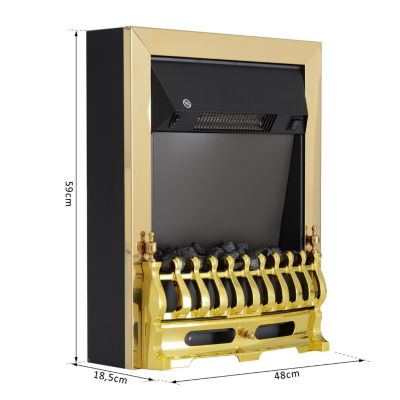 Elektrokamin mit Flammeneffekt und Heizfunktion, gold, HOMCOM | yomonda