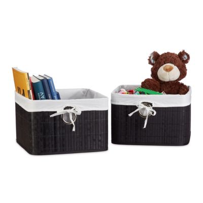2x Aufbewahrungskorb Bambus Stoffkorb Aufbewahrungsbox Faltbox