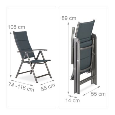 Gartenstuhl Hochlehner gepolstert, grau, relaxdays | yomonda