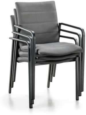 Gartenstuhl mit ergonomisch geformten Sitz, stapelbar, grau, Best