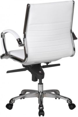 Rindsleder Bürostuhl, höhenverstellbar, mit Rollen, weiß, | yomonda