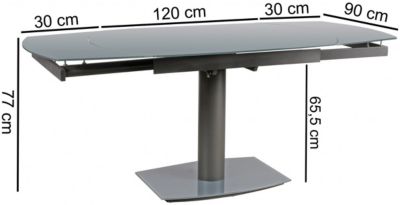 Glas & Metall Esstisch ausziehbar 120181 cm, grau