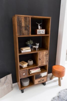 Bücherregal PATNA 180 x 80 x 35 cm Massiv Holz Mango Landhaus