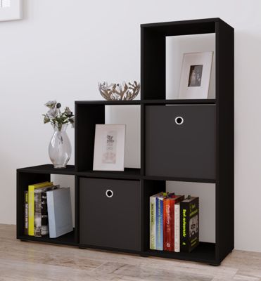 Regal Treppenregal Raumteiler Stufenregal 6 Fächer Bücherregal