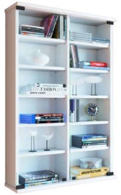 VCM Holz CD DVD Wandregal Hängeregal Wand Schrank Wandvitrine Zuntisa Glastür weiß | 04051814349102