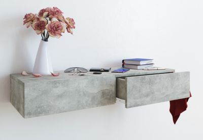 VCM Holz Dielenmöbel Flurregal Dekoregal Wandboard Wandregal Wandschublade Blado-2 grau | 04051814354908