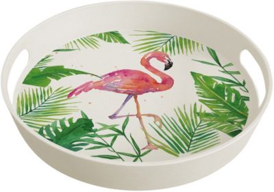 Bambus Servier-Tablett "Tropical Flamingo" Ø37,3 cm