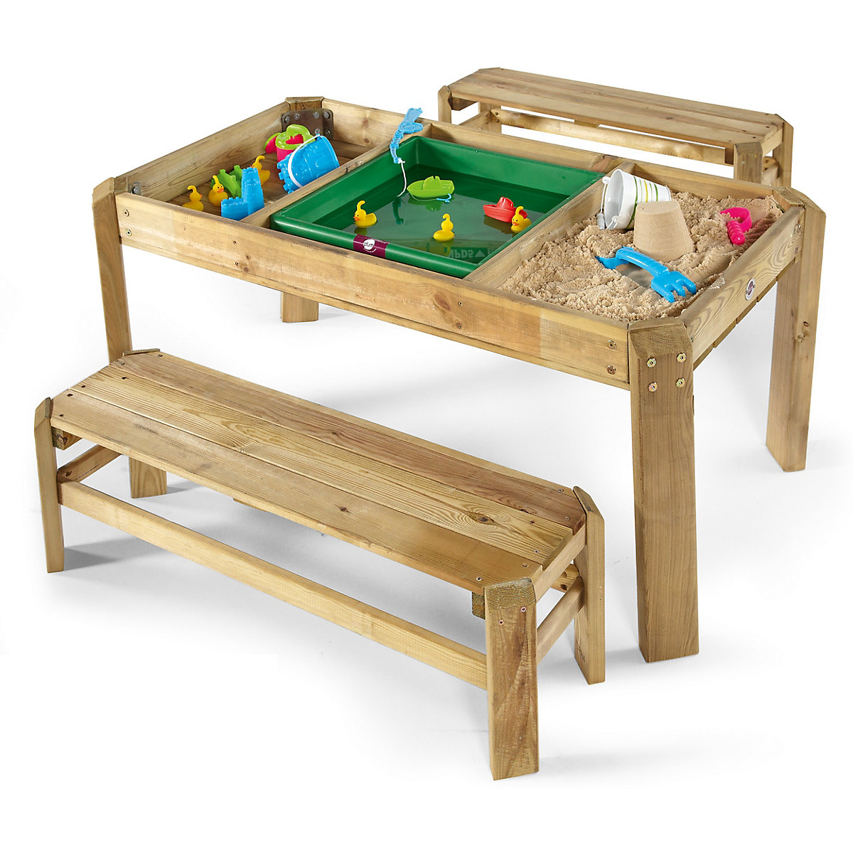 Spieltisch mit Bänken aus Holz, plum yomonda