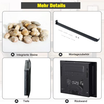 LED Elektrokamin mit Heizfunktion und Fernbedienungen, schwarz, HOMCOM