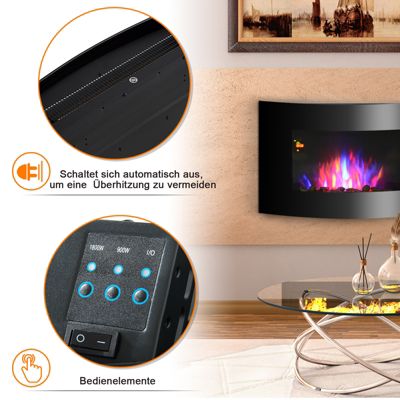 LED Elektrokamin mit Heizfunktion und Fernbedienungen, schwarz, HOMCOM