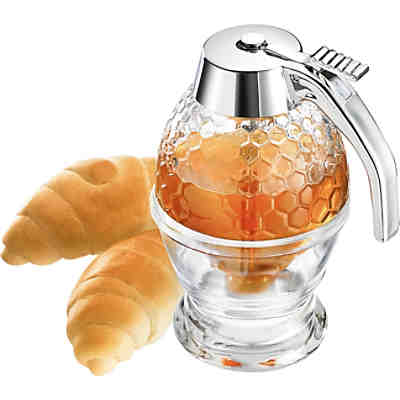 Honigbeh/älter Sirup-Spender Glas Honigspender mit Plastik Top Sirupspender Yesland 4er Set Honigspender//Honigt/öpfe Zuckerbeh/älter Sirupausgie/ßer