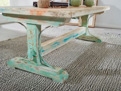 Massivholz Couchtisch "Vintage" 15x55x42 cm, beige ...