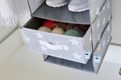 Hängeorganizer, 5 Fächer inkl. Schublade, Sterne hellgrau, grau, STORE