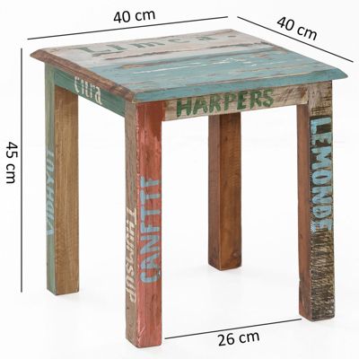 Mango Massivholz Beistelltisch "Vintage" 40x40x45 cm, mehrfarbig