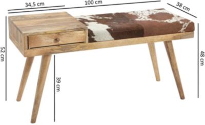 Sitzbank SALIM Massivholz Bank 100x52x38 cm Polsterbank Stauraum